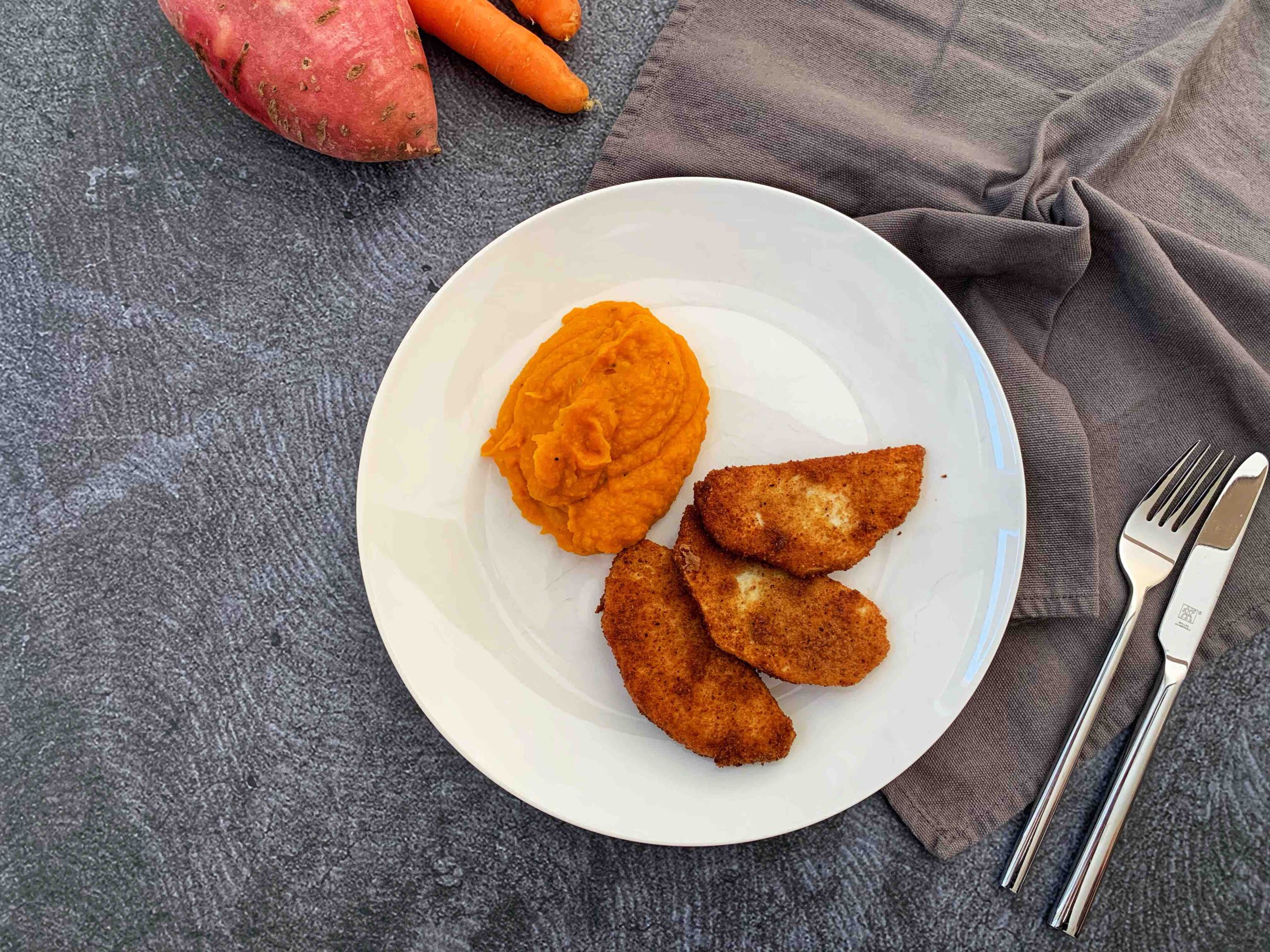 Sellerieschnitzel mit Süßkartoffelpüree Rezept - Modernes Ayurveda ...